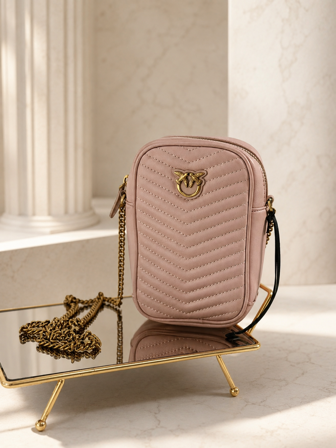 Pinko — Love Quilted Mini Crossbody Blush