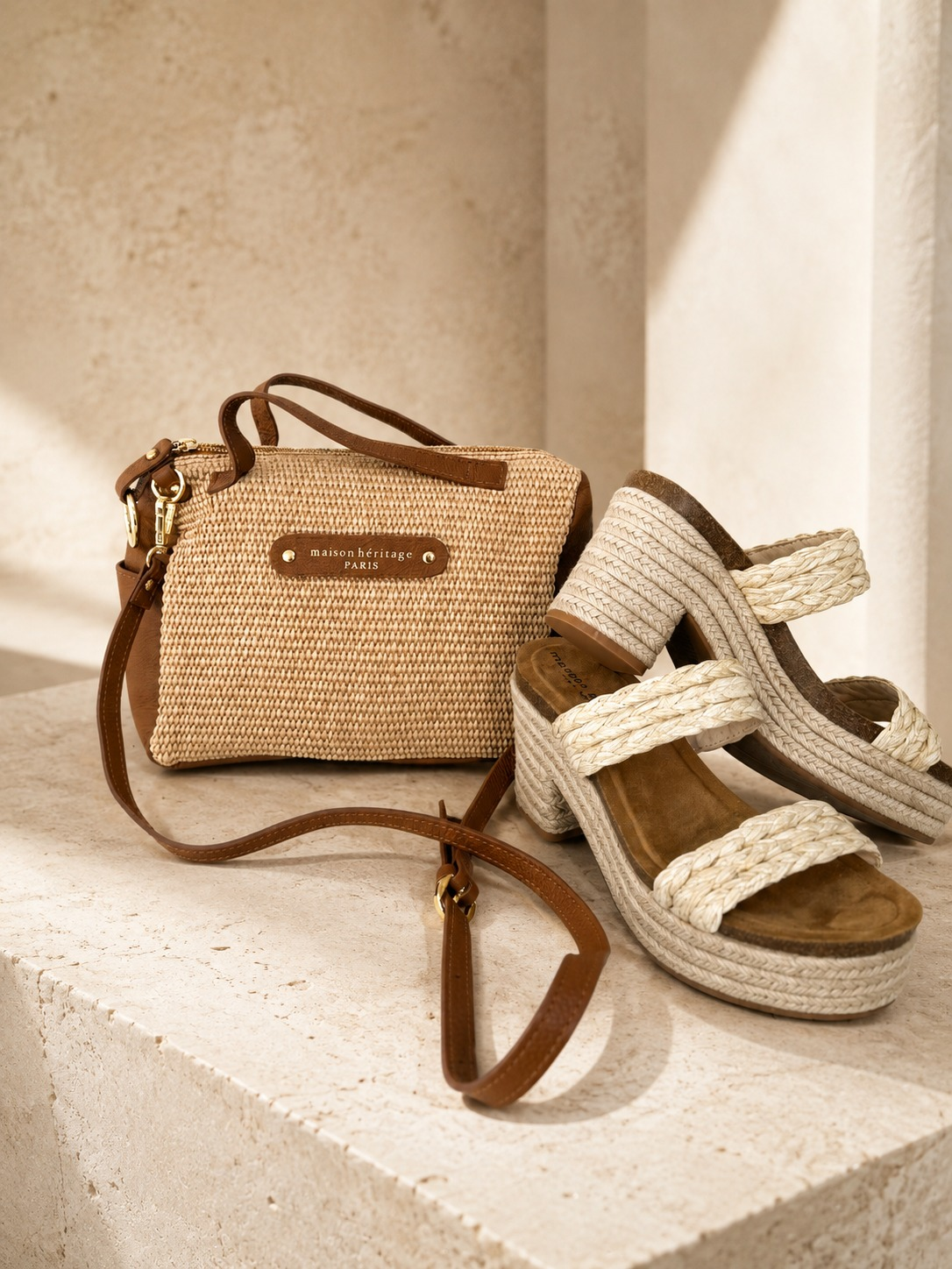 Sandale Platformë Raffia