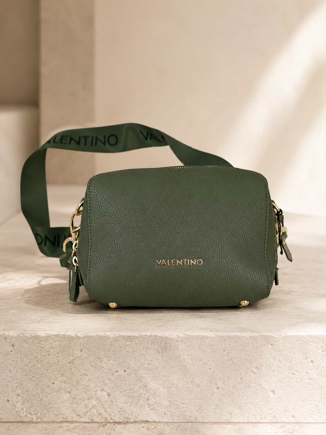 Valentino — Crossbody e gjelbër me rrip logo